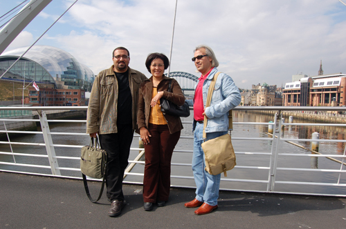 Authors on the millennium bridge in Newcastle 