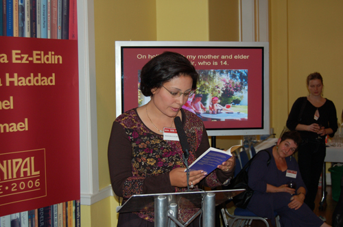 Mansoura reading at the reception party