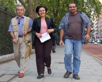Authors walking to first reading at the London Book Review bookshop
