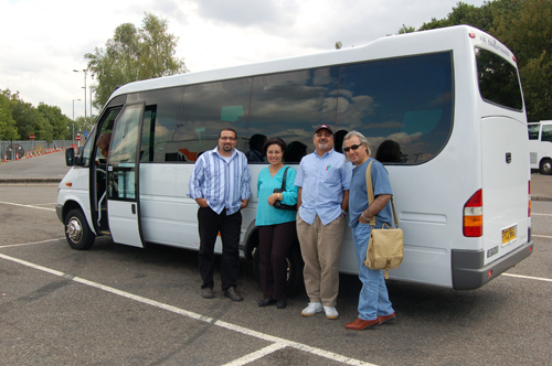 the authors and host Sameul Shimon waiting to start their tour