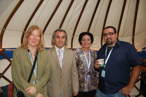 Authors and Clare Lockerbie the director of Edinburgh book festival