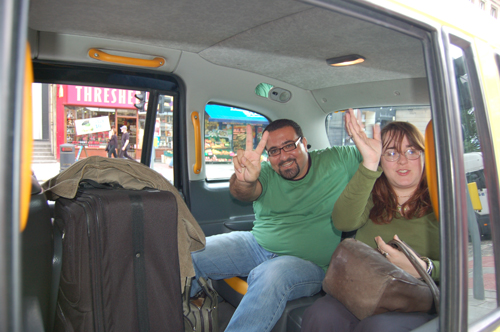 Ala Hlehel and Julia Bird say farewell at the end of the 2006 Banipal Live Tour